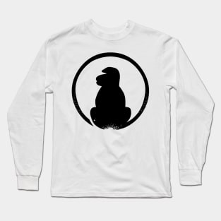 Monkey Sitting Silhouette Doodle Art Long Sleeve T-Shirt